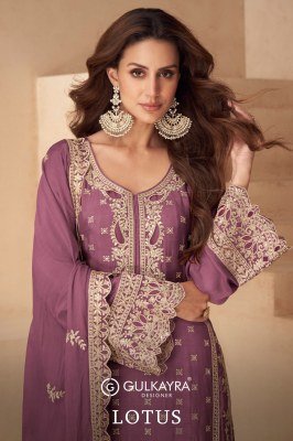 Gulkayra Exclusive Lotus Top Suit Real Chinon Fabric, Dupatta And Palazzo with Handwork Wholesale  kurtis catalogs