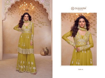 Gulkayra Heer Collection  Real Chinon Embroidered Plazo Suit readymade suit catalogs