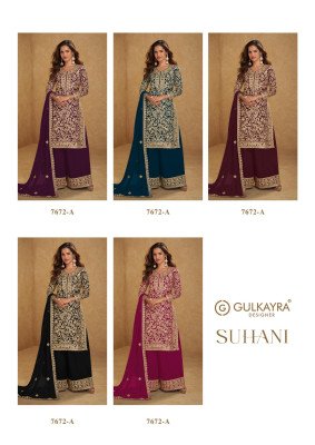 Gulkayra Suhani Real Georgette Heavy Embroidery Plazzo Set readymade suit catalogs