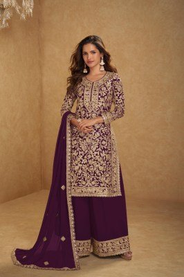 Gulkayra Suhani Real Georgette Heavy Embroidery Plazzo Set readymade suit catalogs