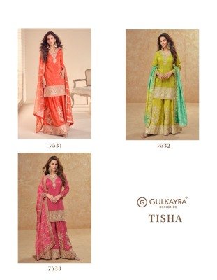 Gulkayra Tisha Set Real Simar Silk Top  Bottom And Dupatta with Tabi Digital Silk Embroidery Wholesale kurtis catalogs