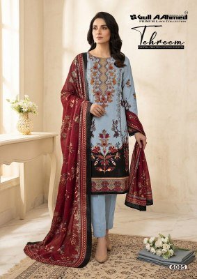 Gull Aahmed Tehreem Vol 6 Cotton Kurti Pant Set with Malmal Dupatta (M–4XL) Karachi suits catalogs