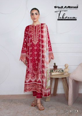 Gull Aahmed Tehreem Vol 6 Cotton Kurti Pant Set with Malmal Dupatta (M–4XL) Karachi suits catalogs