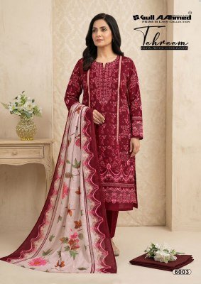 Gull Aahmed Tehreem Vol 6 Cotton Kurti Pant Set with Malmal Dupatta (M–4XL) Karachi suits catalogs