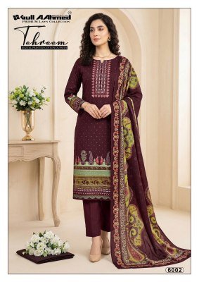 Gull Aahmed Tehreem Vol 6 Cotton Kurti Pant Set with Malmal Dupatta (M–4XL) Karachi suits catalogs