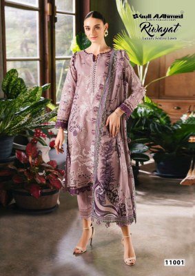 Gull Ahmed Riwayat Vol 11 Pure Lawn Unstitched Collection with Mal Mal Dupatta Wholesale dress material catalogs