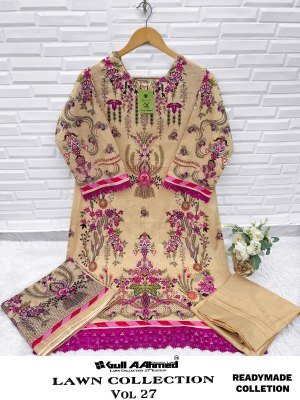 Gullaahmed Lawn Collection Gullaahmed Vol 27 Exclusive Printed Lawn Suit GPO Lace  Pant Style  Mal Mal Dupatta Wholesale pakistani suit catalogs
