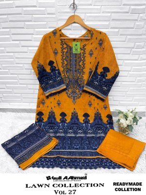 Gullaahmed Lawn Collection Gullaahmed Vol 27 Exclusive Printed Lawn Suit GPO Lace  Pant Style  Mal Mal Dupatta Wholesale pakistani suit catalogs