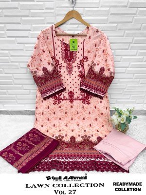 Gullaahmed Lawn Collection Gullaahmed Vol 27 Exclusive Printed Lawn Suit GPO Lace  Pant Style  Mal Mal Dupatta Wholesale pakistani suit catalogs