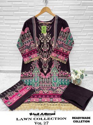 Gullaahmed Lawn Collection Gullaahmed Vol 27 Exclusive Printed Lawn Suit GPO Lace  Pant Style  Mal Mal Dupatta Wholesale pakistani suit catalogs