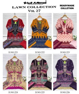 Gullaahmed Lawn Collection Gullaahmed Vol 27 Exclusive Printed Lawn Suit GPO Lace  Pant Style  Mal Mal Dupatta Wholesale pakistani suit catalogs
