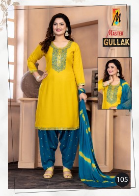 Gullak by Master Plain reyon neck embroidered readymade suit catalogue at affordable rate readymade suit catalogs