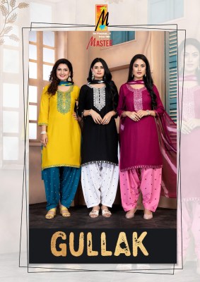 Gullak by Master Plain reyon neck embroidered readymade suit catalogue at affordable rate readymade suit catalogs