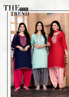 Gullak by Master Plain reyon neck embroidered readymade suit catalogue at affordable rate readymade suit catalogs