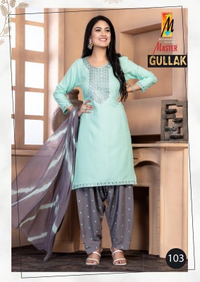 Gullak by Master Plain reyon neck embroidered readymade suit catalogue at affordable rate readymade suit catalogs