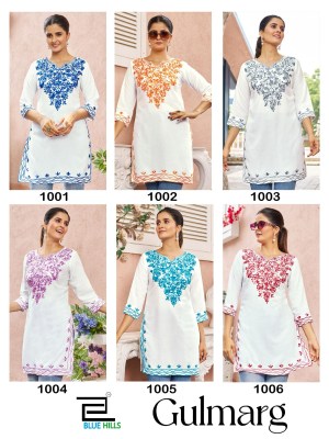 Gulmarg by Blue Hills reyon designer Woolen Work western style kurti collection at affordable price western wear catalogs