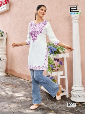 Gulmarg by Blue Hills reyon designer Woolen Work western style kurti collection at affordable price western wear catalogs