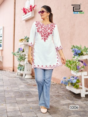 Gulmarg by Blue Hills reyon designer Woolen Work western style kurti collection at affordable price western wear catalogs