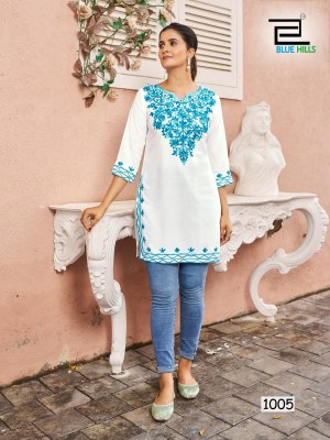 Gulmarg by Blue Hills reyon designer Woolen Work western style kurti collection at affordable price western wear catalogs