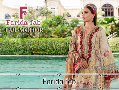 Gulmohar by Farida pure cotton printed unstitched dress material catalogue at affordable rate Amavi
