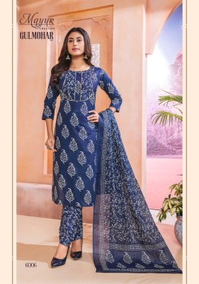 Gulmohar vol 6 by Mayur creation Designer Fully stitched pure cotton kurti pant and dupatta catalogue at affordable rate readymade suit catalogs