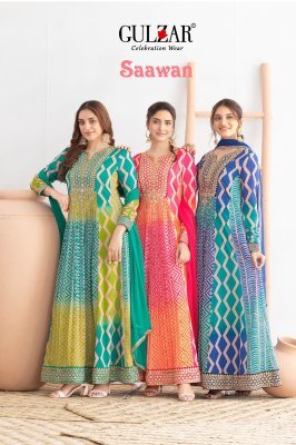 Gulzar Saawan D n 3341 3342 3343 Premium Collection Readymade Gown Wholesale  Amavi