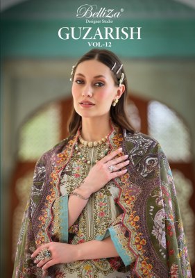 Guzarish vol 12 by Belliza pure cotton embroidered printed dress material catalogue Belliza