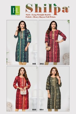 H Dot By Hirwa Shilpa Rayon Printed Straight cut wholesale Kurti catalogue  kurtis catalogs