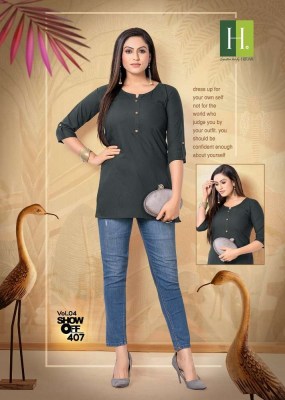H Dot By Hirwa Show Off Vol 4  latest short top catalogue kurtis catalogs