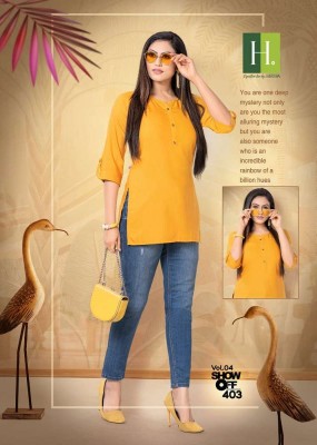 H Dot By Hirwa Show Off Vol 4  latest short top catalogue kurtis catalogs