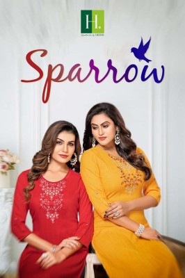 H Dot By Hirwa Sparrow Long Straight cut Embroidery work wholesale Kurti catalogue  Amavi