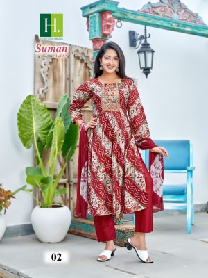 H Dot By Hirwa Suman Vol 2 Heavy Modal Latest Naira Cut 3piece festive wear wholesale Kurti catalogue   Amavi