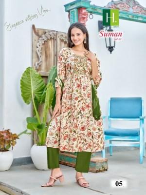 H Dot By Hirwa Suman Vol 2 Heavy Modal Latest Naira Cut 3piece festive wear wholesale Kurti catalogue   kurtis catalogs