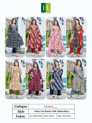 H Dot By Hirwa Suman Vol 2 Heavy Modal Latest Naira Cut 3piece festive wear wholesale Kurti catalogue   kurtis catalogs