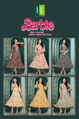 H Dot by Hirwa Barbie Heavy Modal silk Anarkali wholesale Kurti catalogue  kurtis catalogs