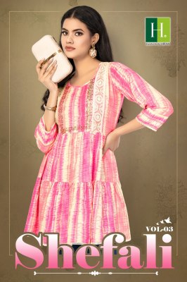 H Dot by Hirwa present shefali vol 3 heavy reyon procian prints with foil print short tunic catalogue  Womens