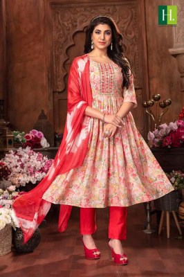 H Dot by hirwa new launch suman modal foil printed nyra cut festive wear Kurti with pants with dupatta set catalogue  Amavi