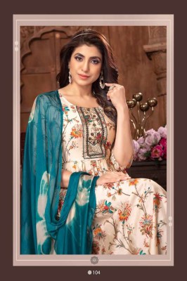 H Dot by hirwa new launch suman modal foil printed nyra cut festive wear Kurti with pants with dupatta set catalogue  kurtis catalogs