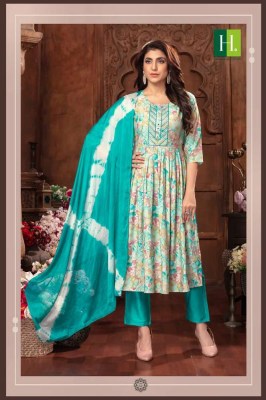 H Dot by hirwa new launch suman modal foil printed nyra cut festive wear Kurti with pants with dupatta set catalogue  kurtis catalogs