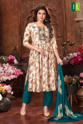 H Dot by hirwa new launch suman modal foil printed nyra cut festive wear Kurti with pants with dupatta set catalogue  kurtis catalogs