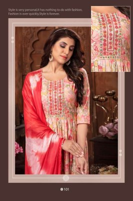 H Dot by hirwa new launch suman modal foil printed nyra cut festive wear Kurti with pants with dupatta set catalogue  kurtis catalogs