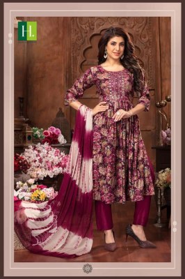 H Dot by hirwa new launch suman modal foil printed nyra cut festive wear Kurti with pants with dupatta set catalogue  kurtis catalogs