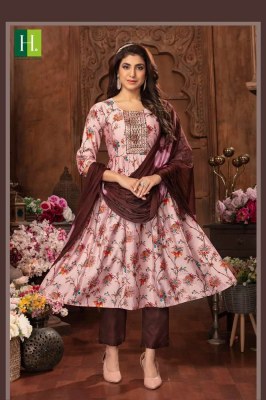 H Dot by hirwa new launch suman modal foil printed nyra cut festive wear Kurti with pants with dupatta set catalogue  kurtis catalogs
