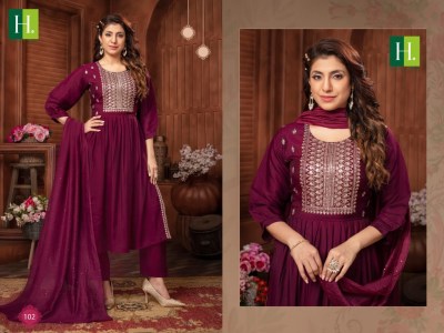 H dot by Hirwa presents Sargam Roman Silk Naira 3Piece wholesale catalogue  kurtis catalogs