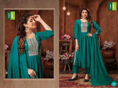 H dot by Hirwa presents Sargam Roman Silk Naira 3Piece wholesale catalogue  kurtis catalogs