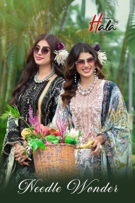 HALA Needle Wonder Lawn Cotton Embroidered Dress Material with Dupatta wholesale catalogs
