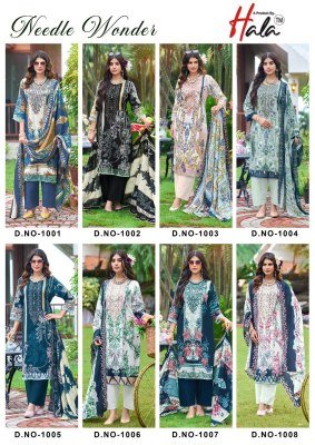 HALA Needle Wonder Lawn Cotton Embroidered Dress Material with Dupatta dress material catalogs