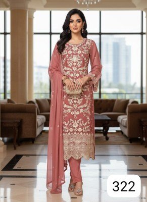 HOF 321 to 323 Series Soft Organza Kurti Pant with Dupatta Set 