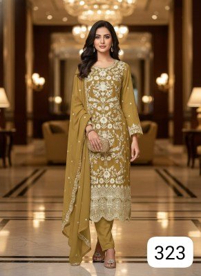 HOF 321 to 323 Series Soft Organza Kurti Pant with Dupatta Set readymade suit catalogs