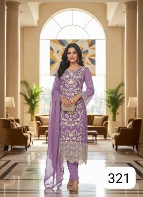 HOF 321 to 323 Series Soft Organza Kurti Pant with Dupatta Set readymade suit catalogs